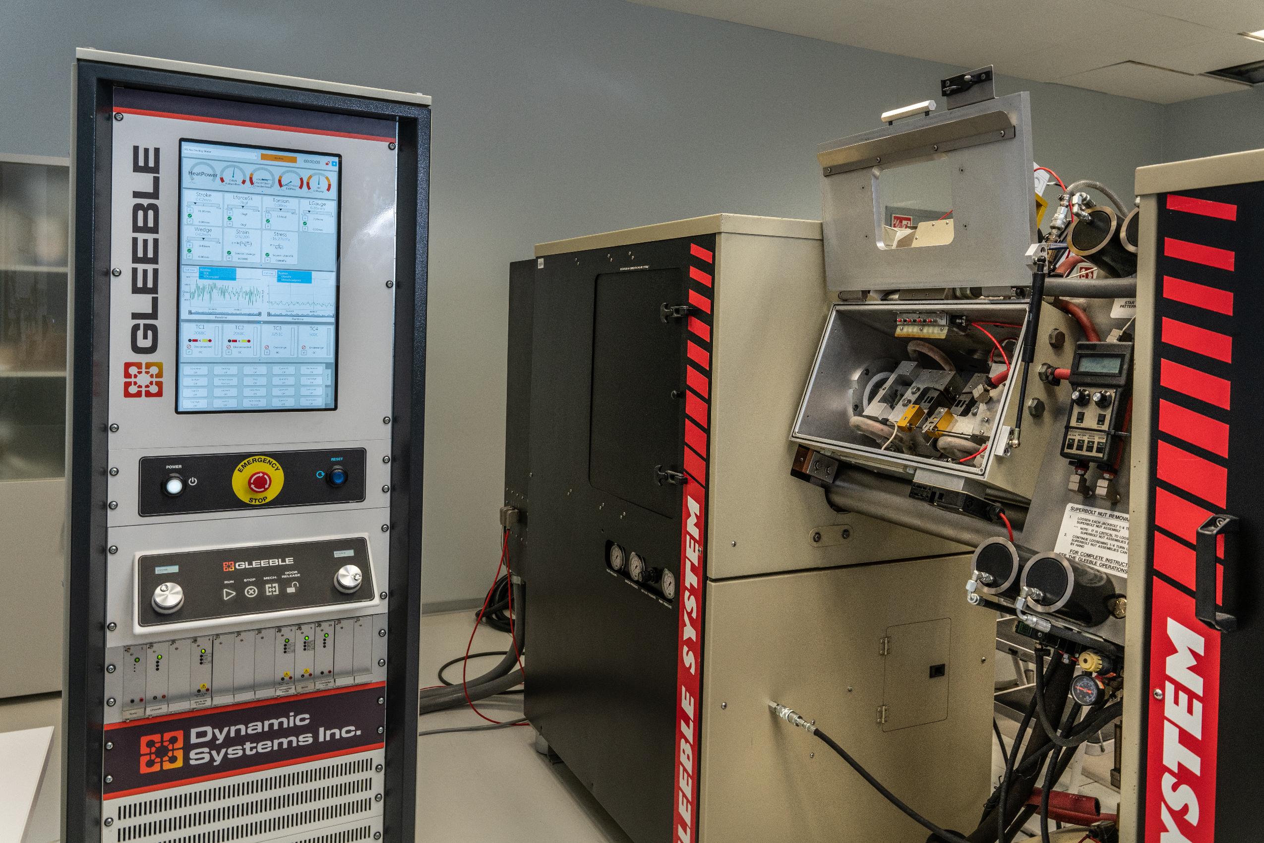 L-GIT's Gleeble thermal-mechanical simulator for physical process simulation.